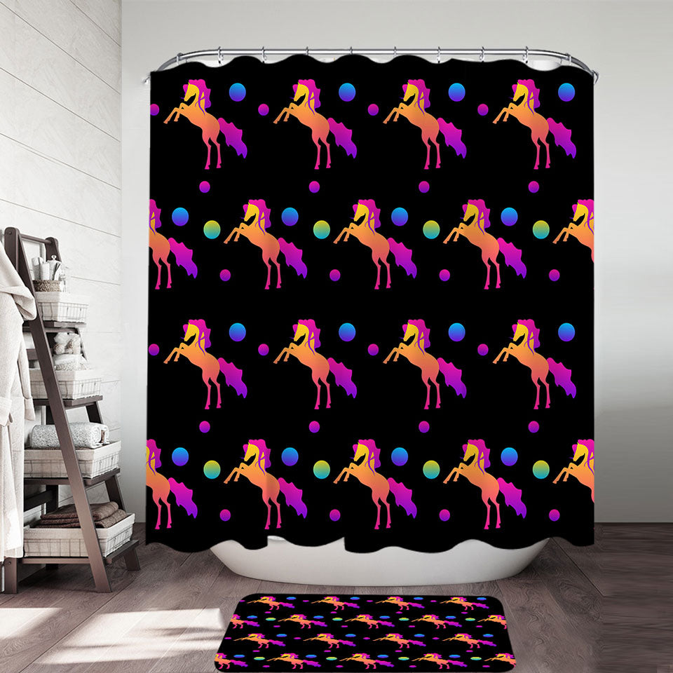 Retro Colors Horse Shower Curtain