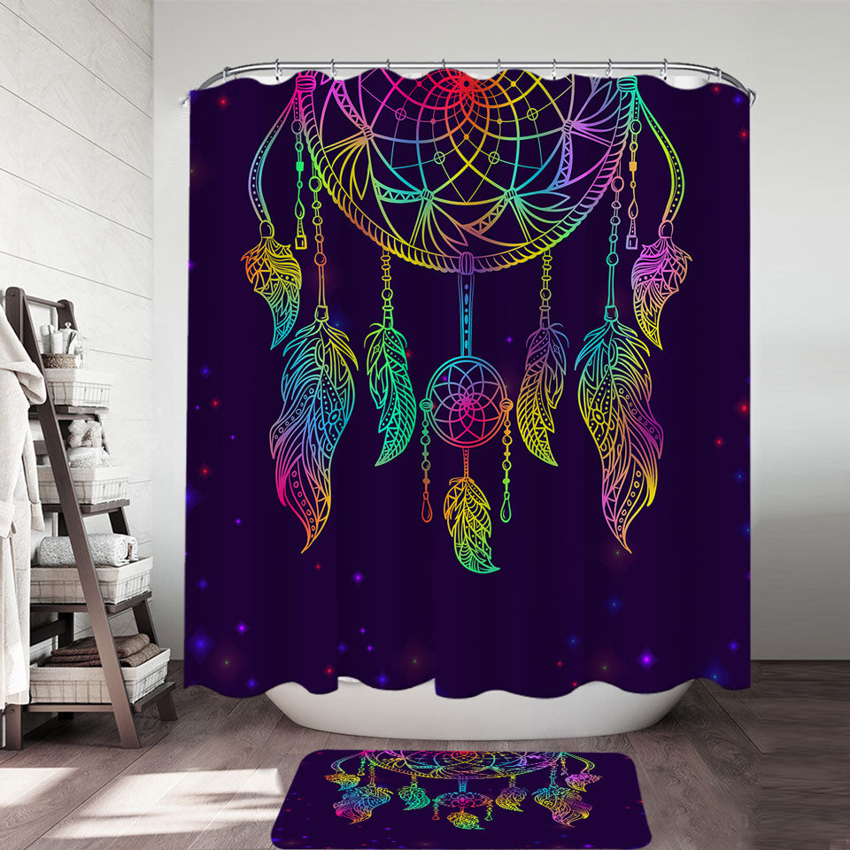 Retro Shower Curtain with Dream Catcher