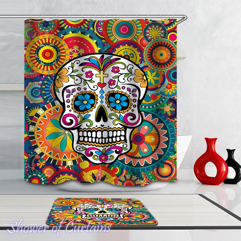 Riot Of Colors Skull shower curtain