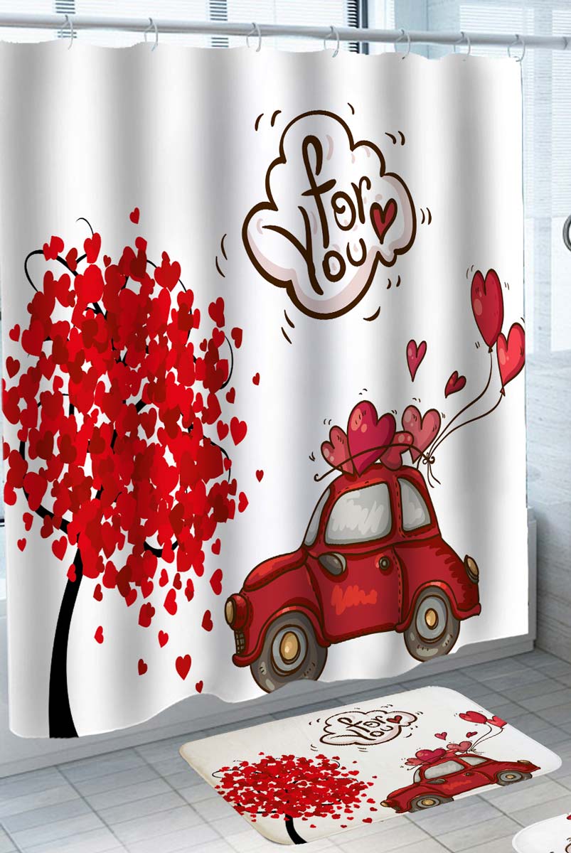 Romantic Design Shower Curtains with Heart Tree for You