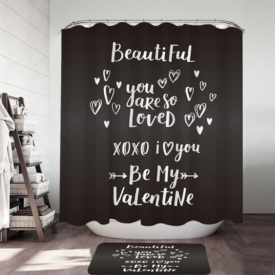 Romantic Love Quote Fabric Shower Curtains Be My Valentine