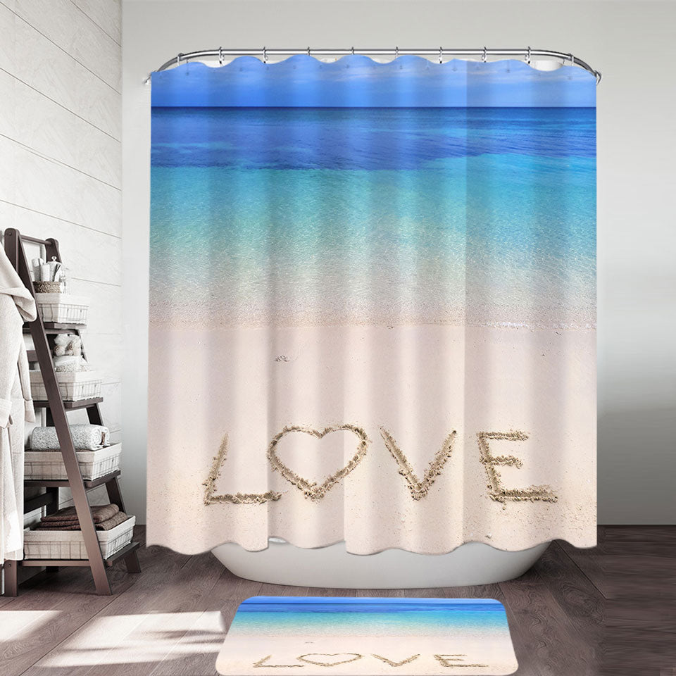 Romantic Shower Curtains The Beach of Love