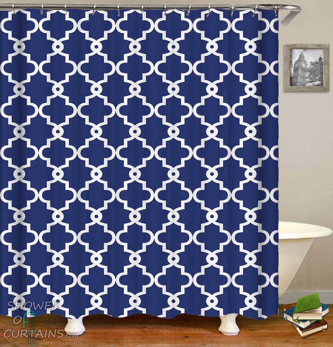 Royal Blue Moroccan Shower Curtain
