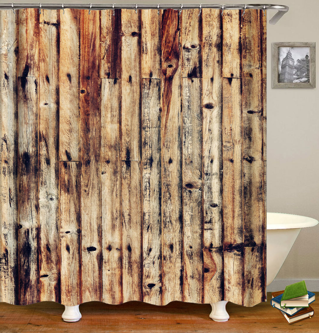 Rustic Design Dirty Rustic Wood Deck Floor Shower Curtains