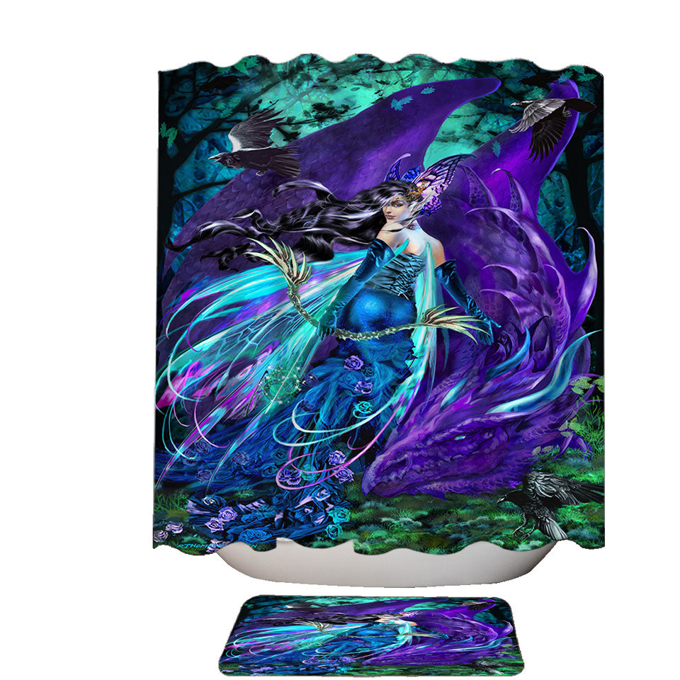 Sagittarius Dragon and Beautiful Woman Fairy Shower Curtain