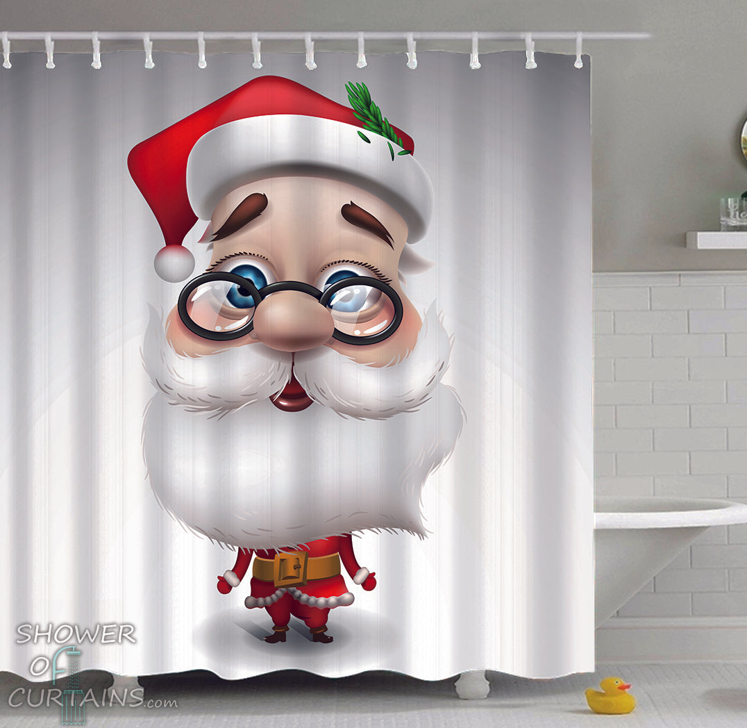 Santa Claus Shower Curtain with Santa Cartoon