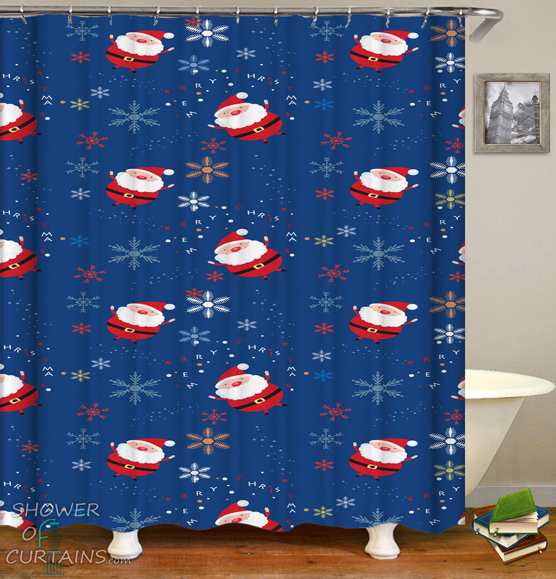 Santa Shower Curtain of Santa And Snow Pattern