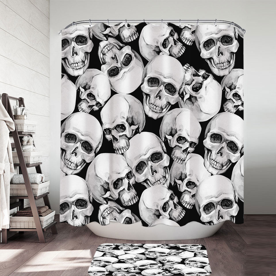 Scary Human Skulls Mens Shower Curtains