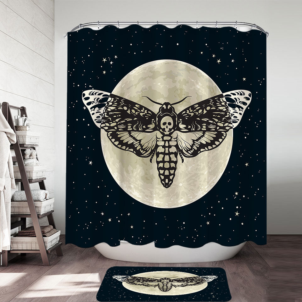 Scary and Cool Shower Curtain Moon Moth