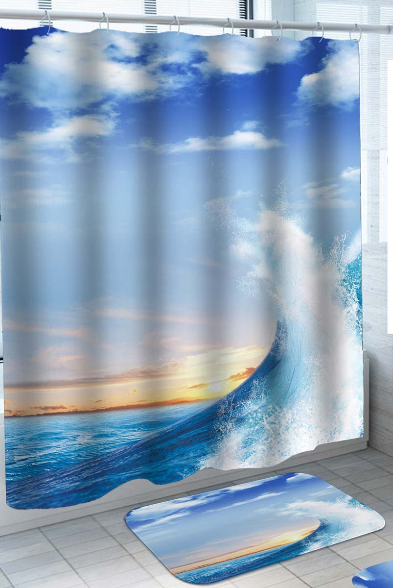Sea Shower Curtain Sunset Sky above Ocean Wave