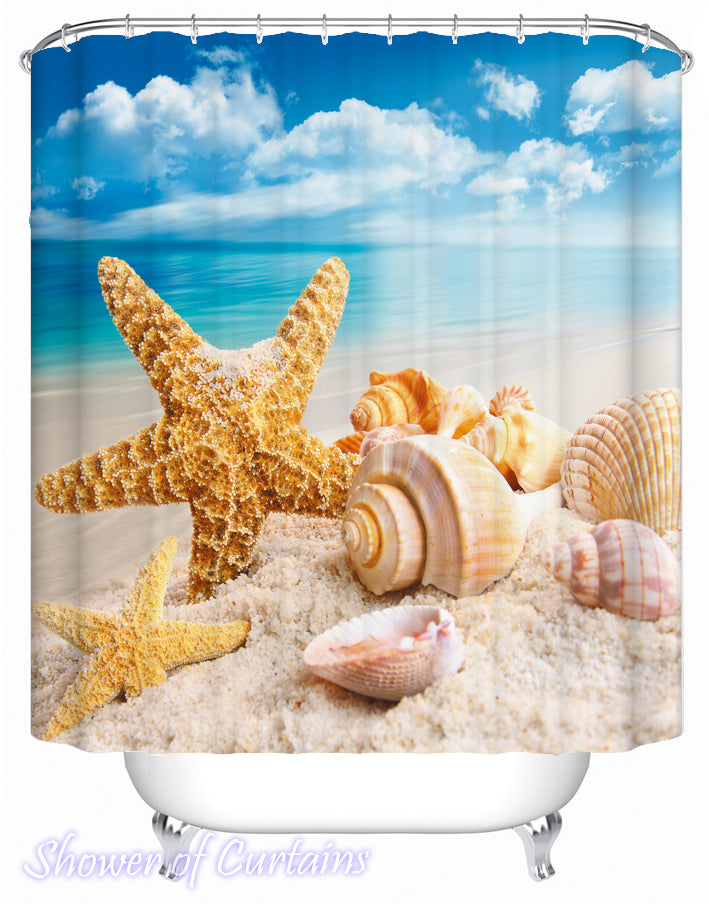 Seashells At The Beach Shower Curtains Theme