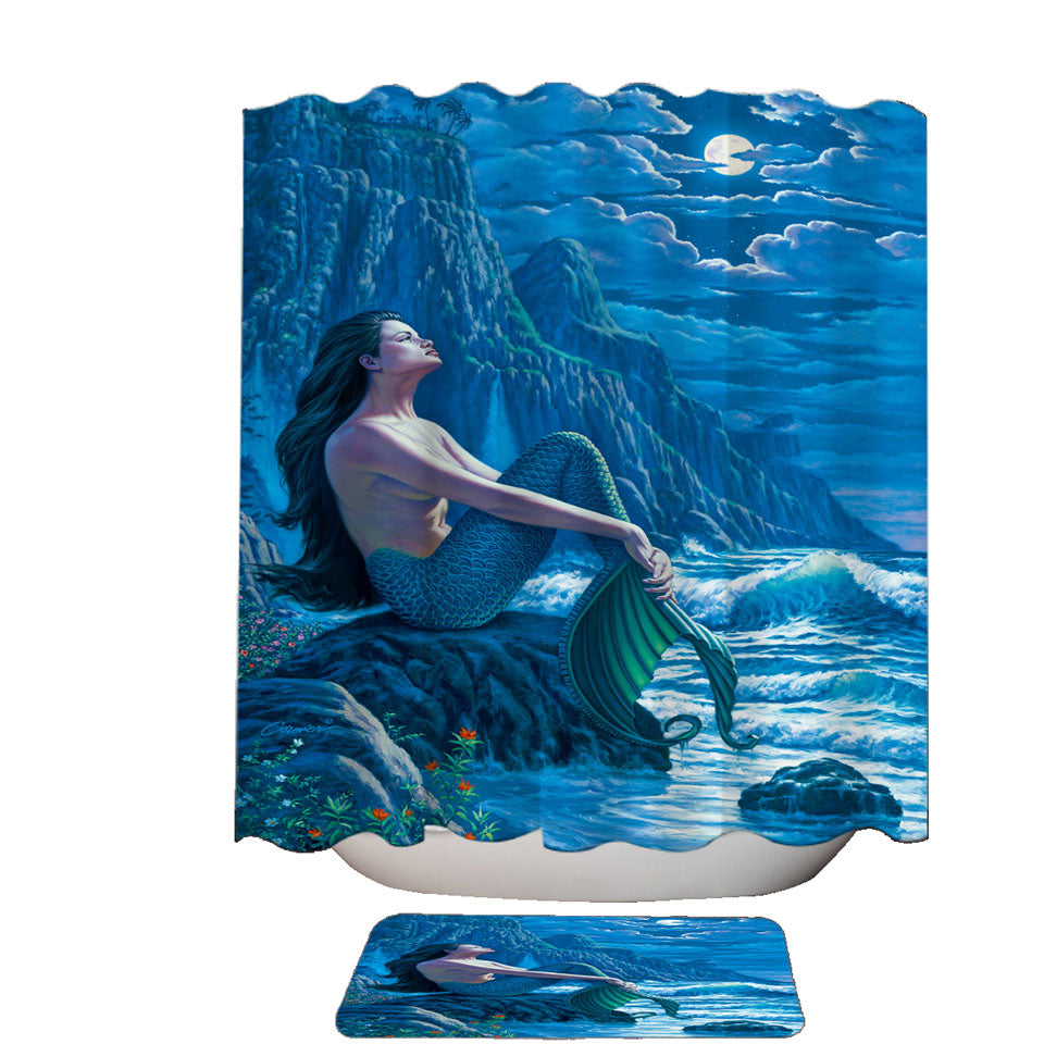 Serenity Coastal Cliffs Mermaid Shower Curtain