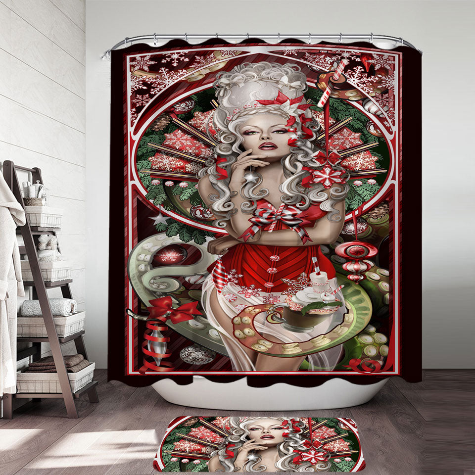 Sexy Shower Curtains Art Cthulhu and Beautiful Candy Lady