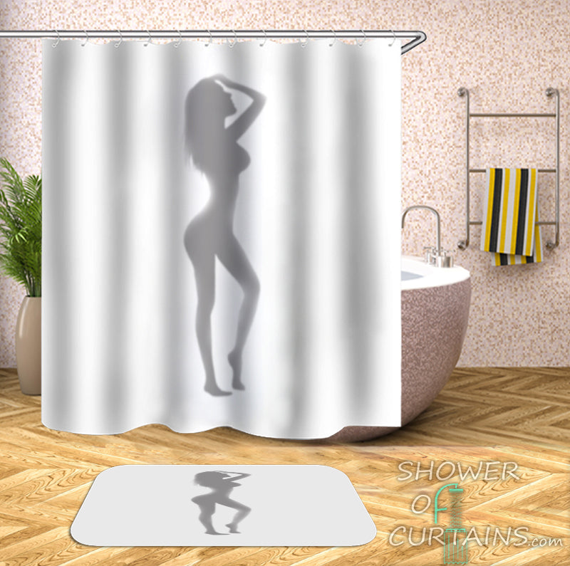 Sexy Girl Silhouette Shower Curtain - Men's Bathroom Decor
