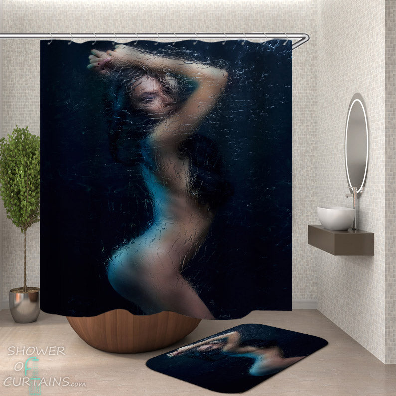 Sexy Shower Curtain of Showering Naked Girl