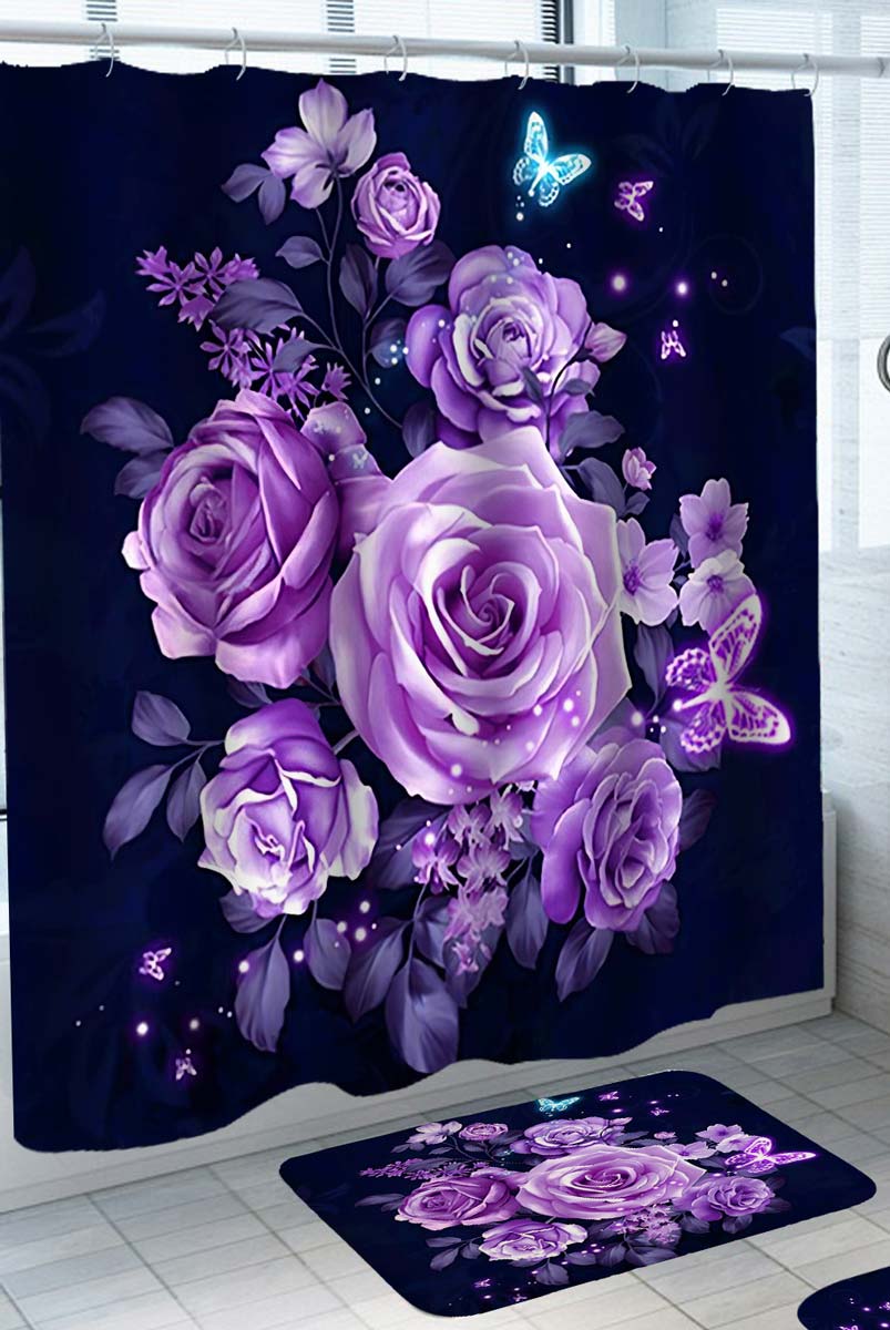 Shining Purple Roses Shower Curtain