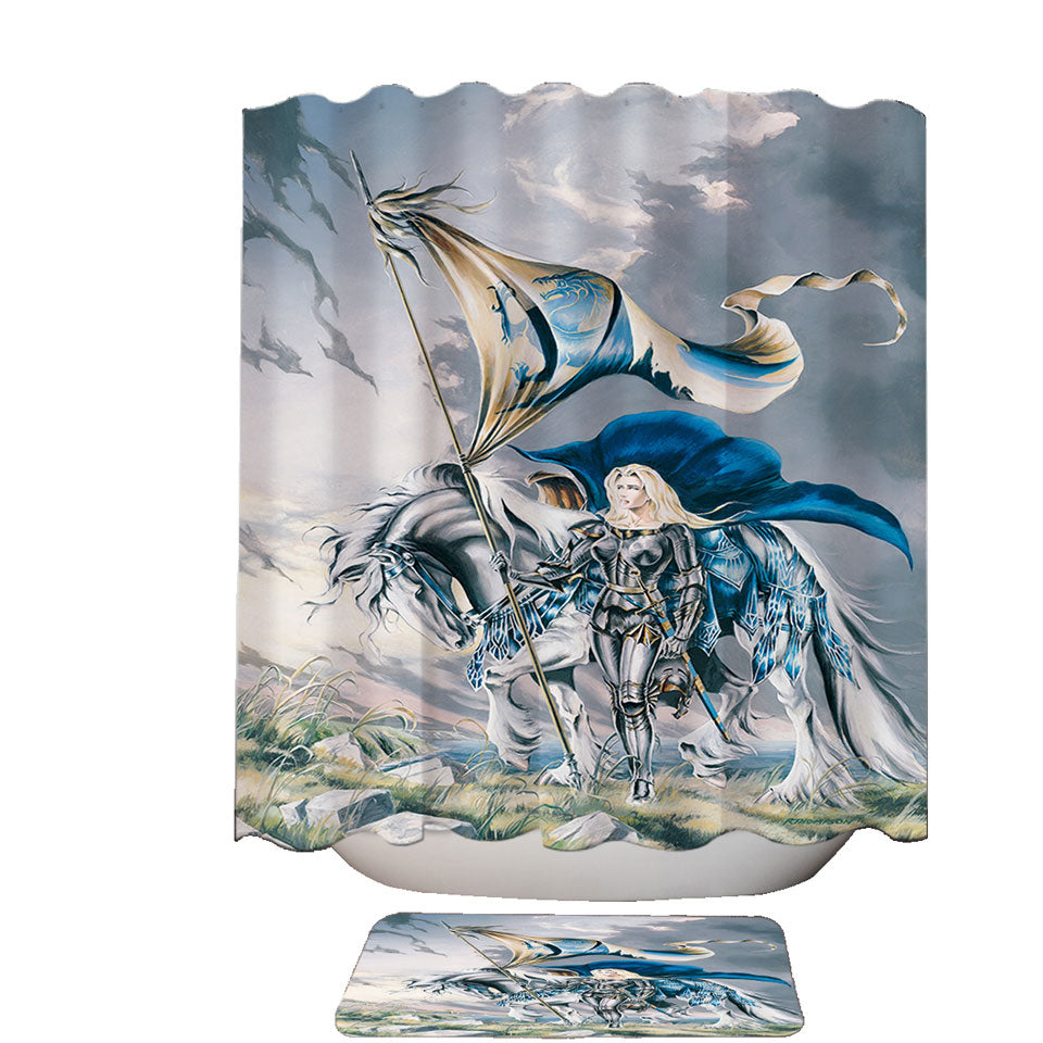 Shores of Avalon Woman Lady Knight Shower Curtain