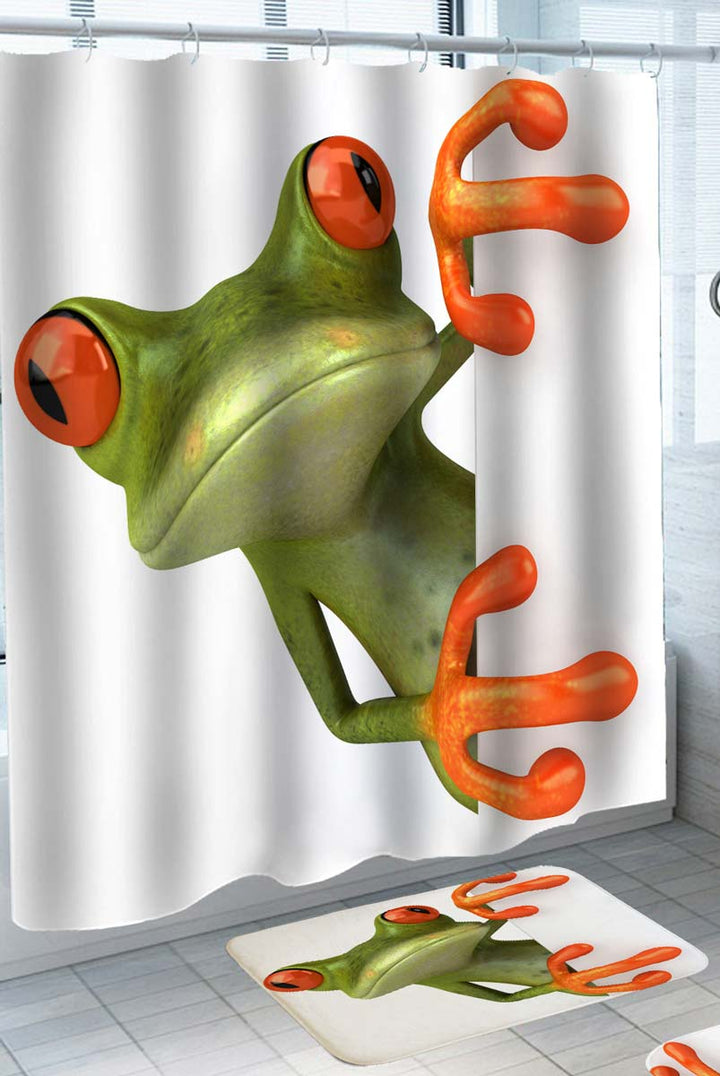 Shower Curtain with Cool Surprising Frog