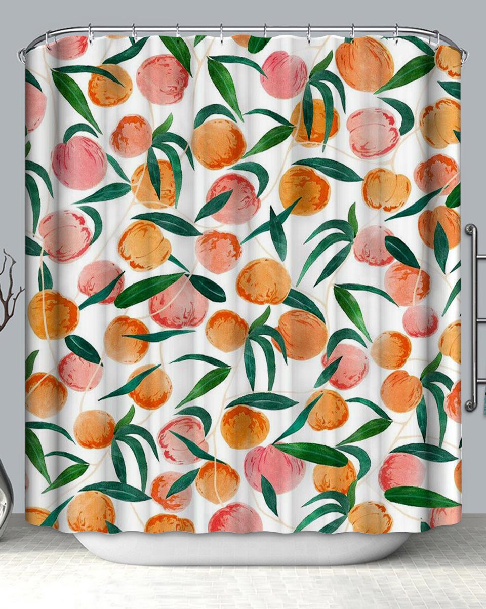 Shower Curtain with Fruit Peach Pattern