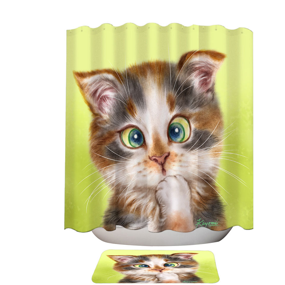 Shower Curtains Cats Cute and Funny Faces Sweet Kitten