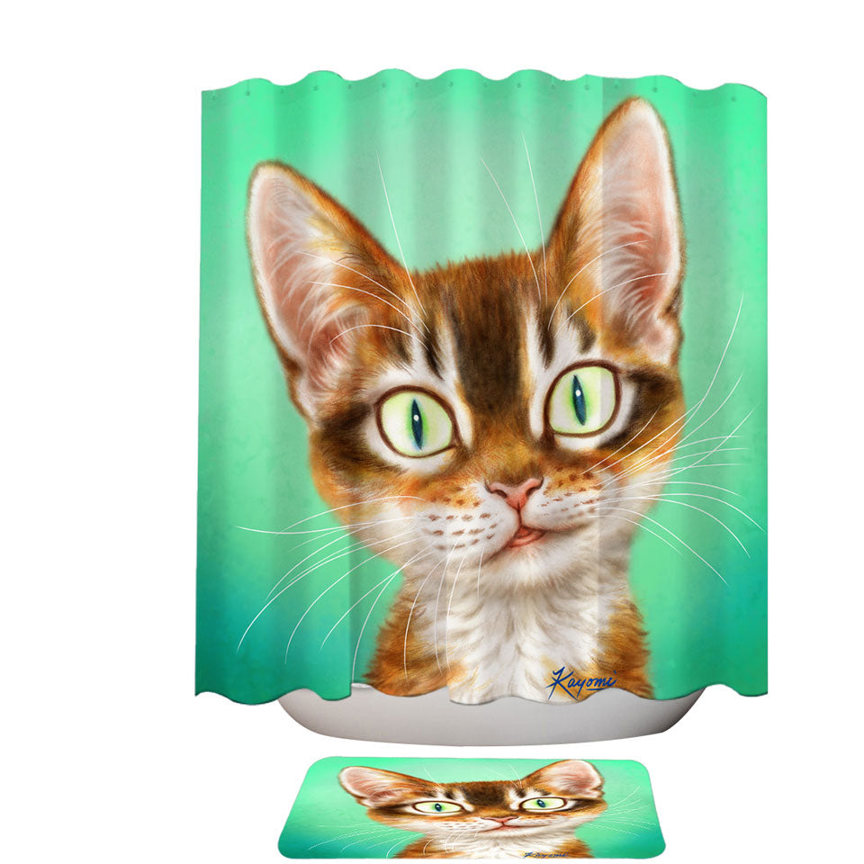 Shower Curtains For Sale with Cute Painted Cat Handsome Ginger Kitten