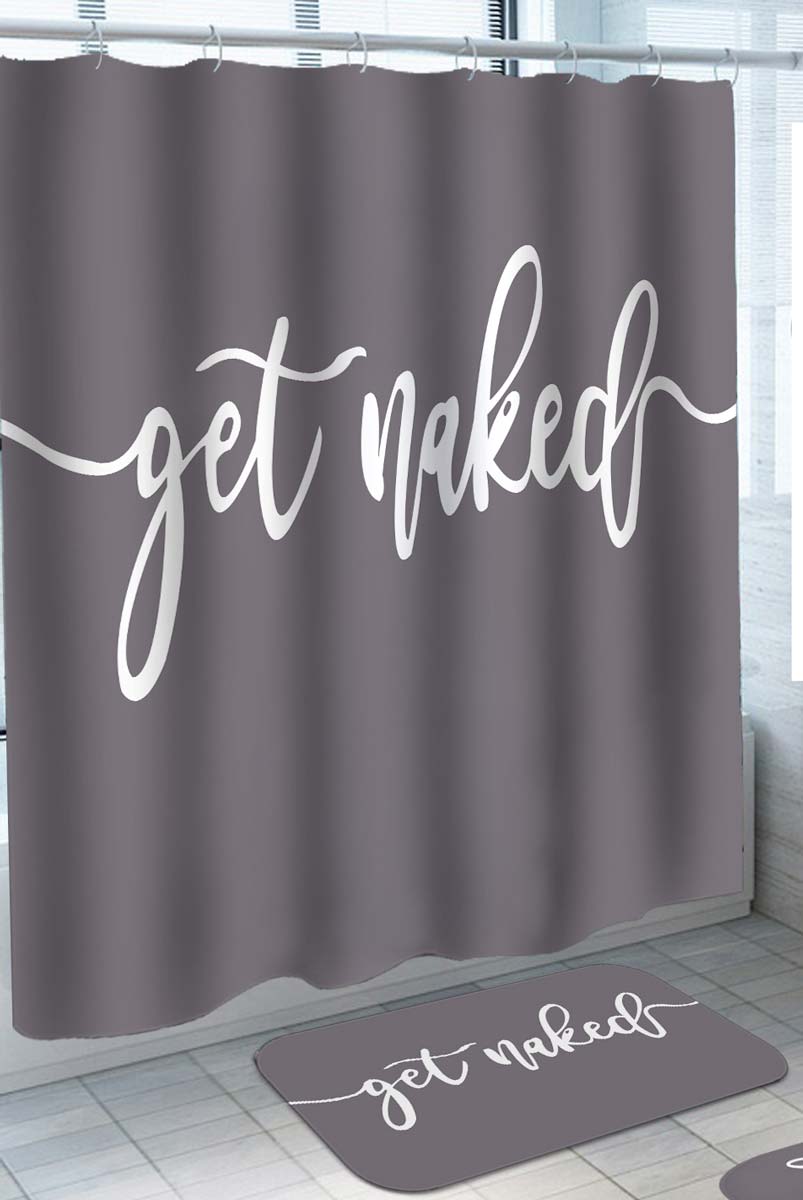 Shower Curtains for Men Cool Get Naked over Grey