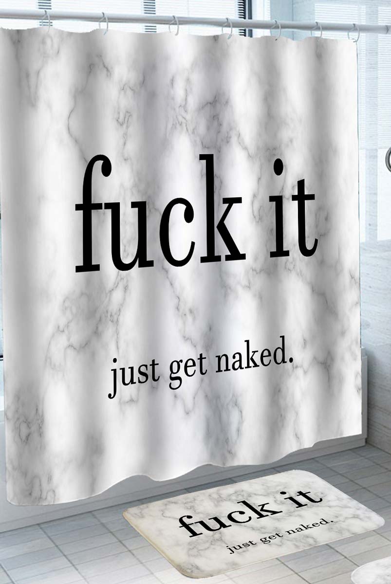 Shower Curtains for Mens Bathroom Funny and Cool Just Get Naked Marble