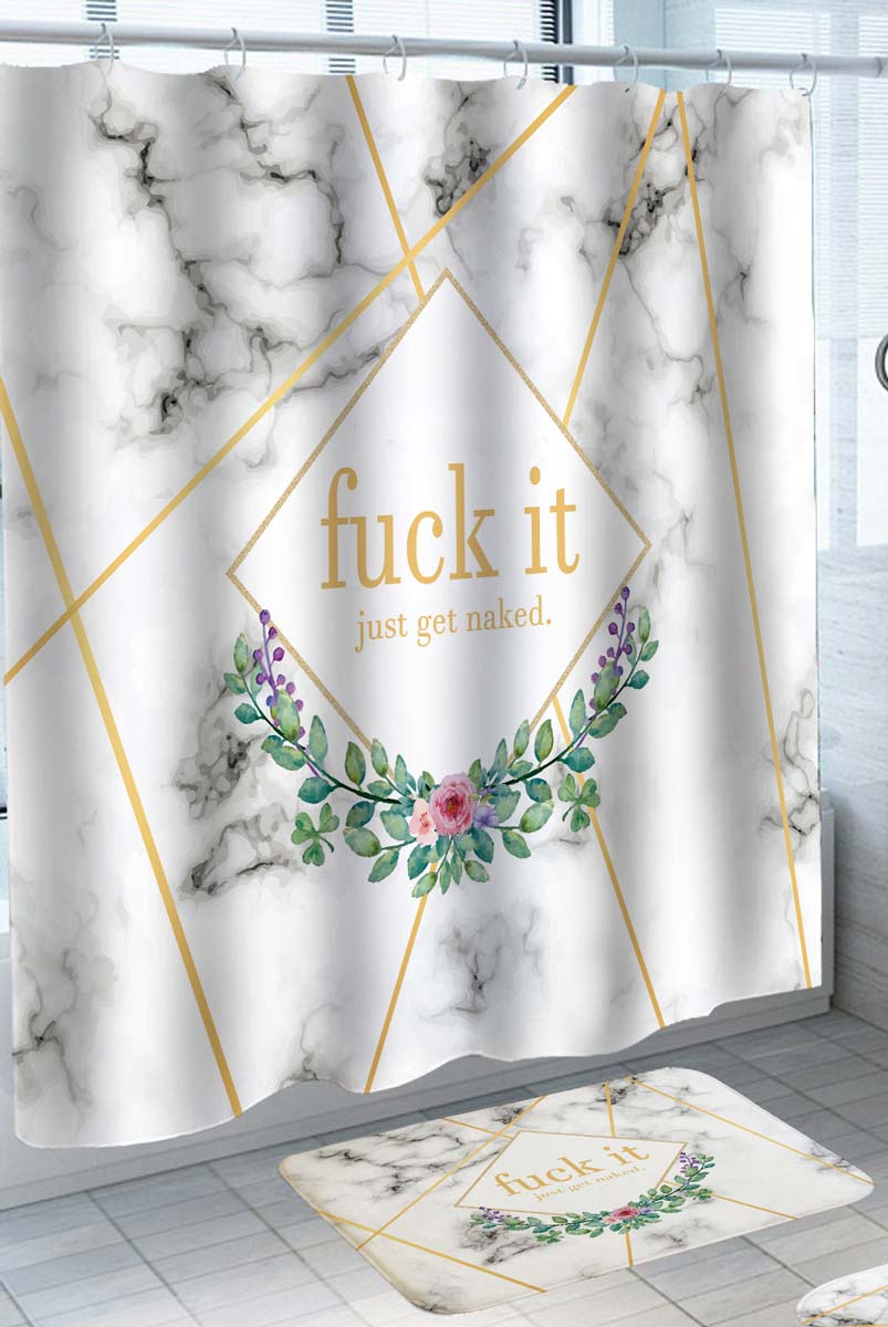 Shower Curtains for Womens Bathroom Flowers and Marble Just Get Naked