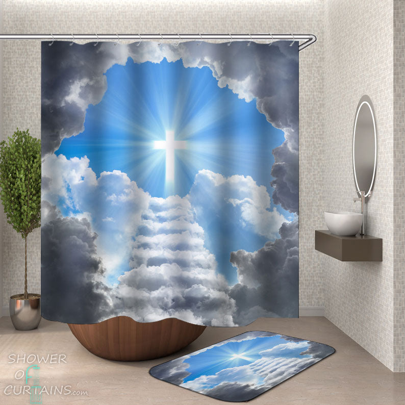Shower Curtains with A Cross in Heaven