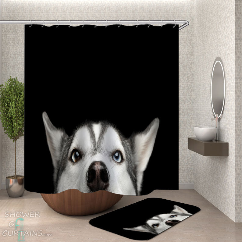 Shower Curtains with Adorable Husky