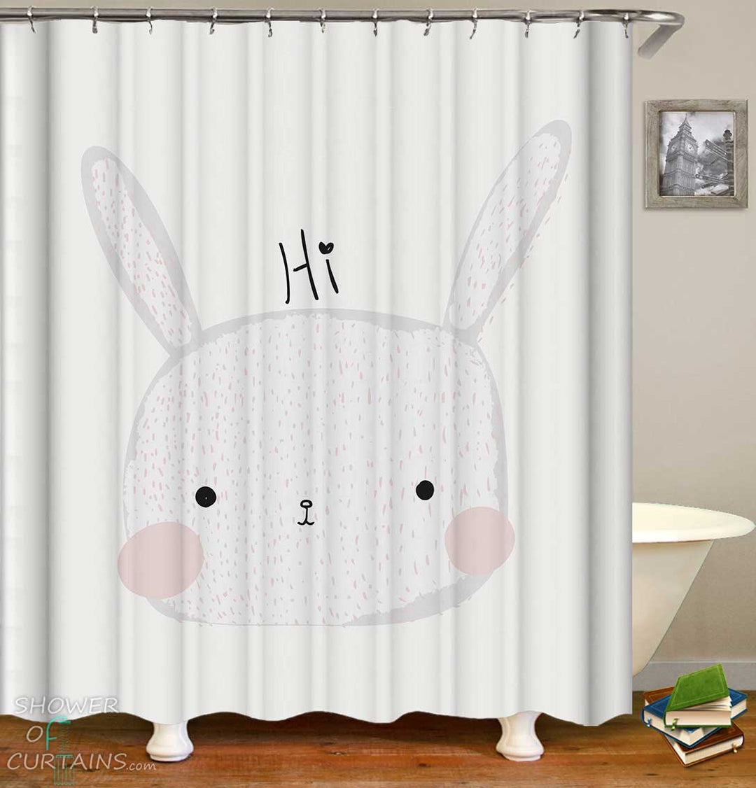 Shower Curtains with Adorable Kids Rabbit