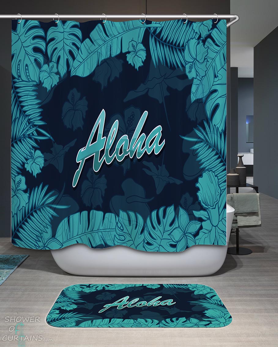 Shower Curtains with Aloha Tropical Leaf