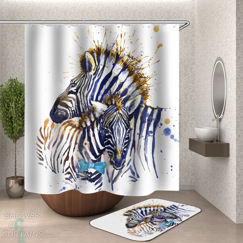 Shower Curtains with Art Painting Zebras
