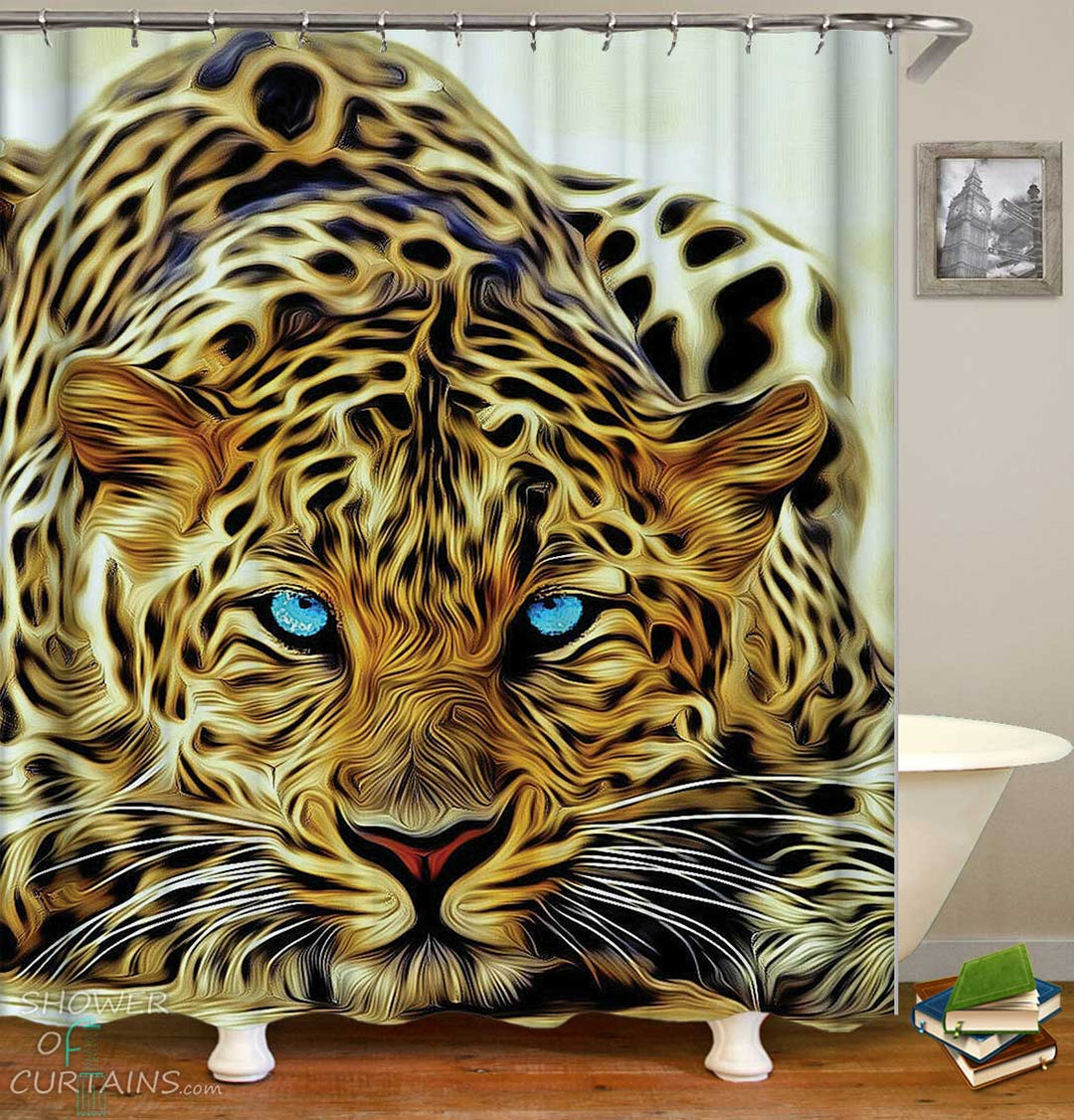 Shower Curtains with Artistic Leopard