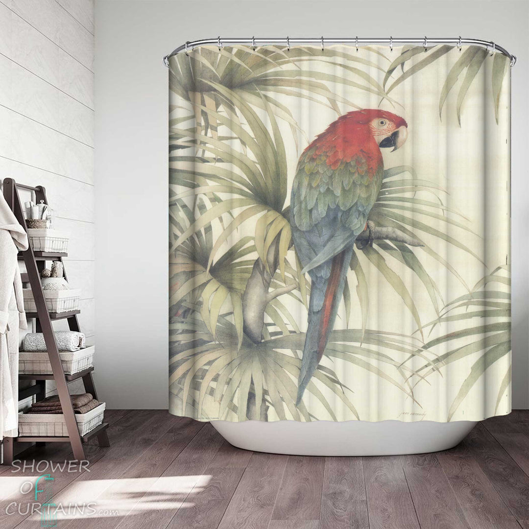 Shower Curtains with Beautiful Ara Parrot Art