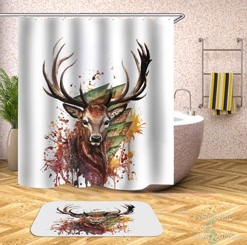 Shower Curtains with Beautiful Artistic Deer