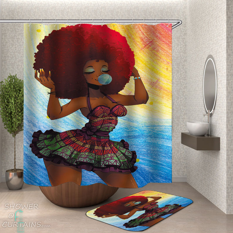 Shower Curtains with Beautiful Black Girl