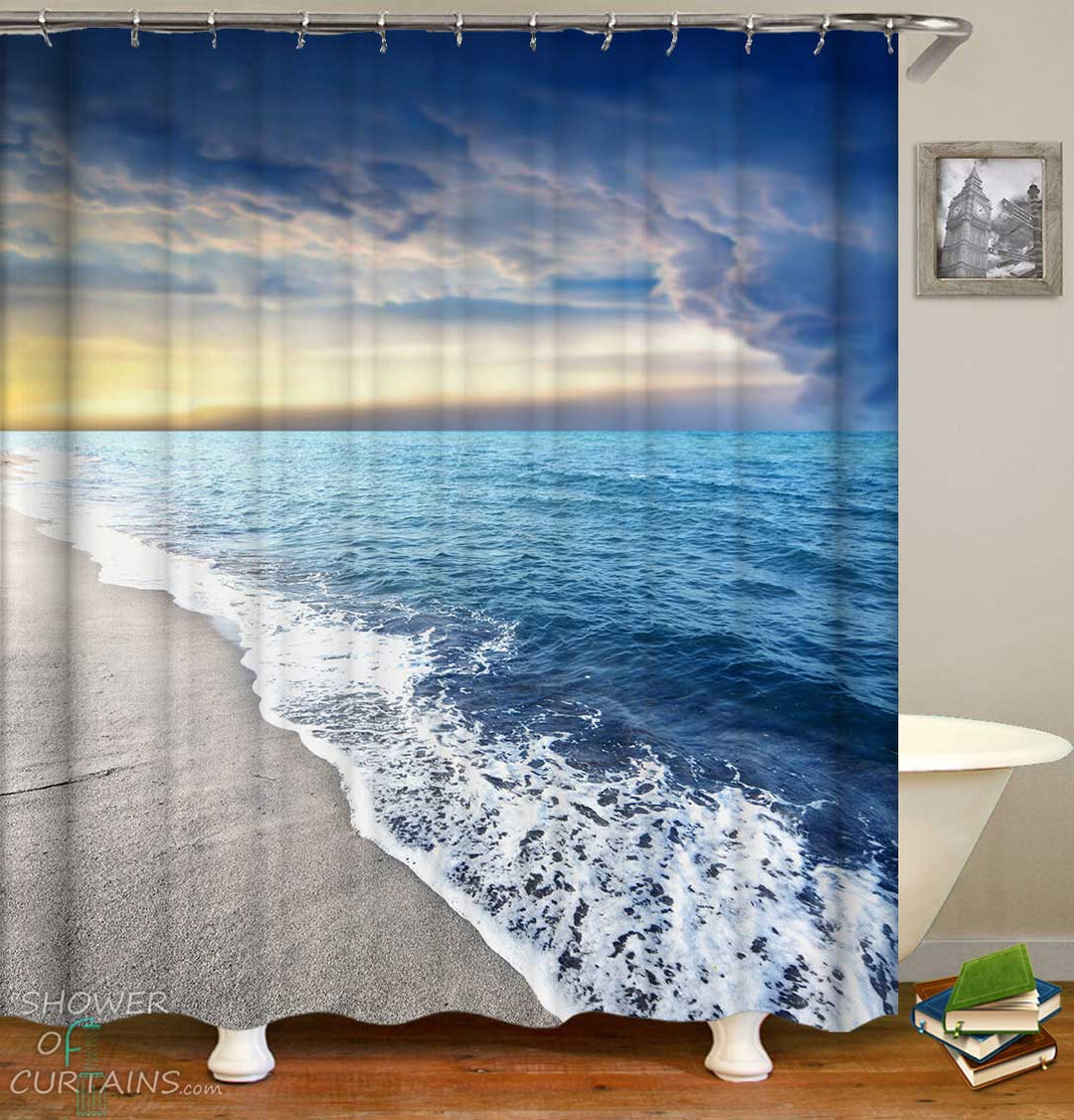 Shower Curtains with Beautiful Blue Ocean
