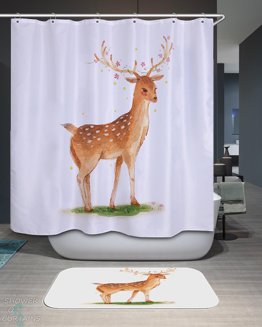 Shower Curtains with Beautiful Deer Painting