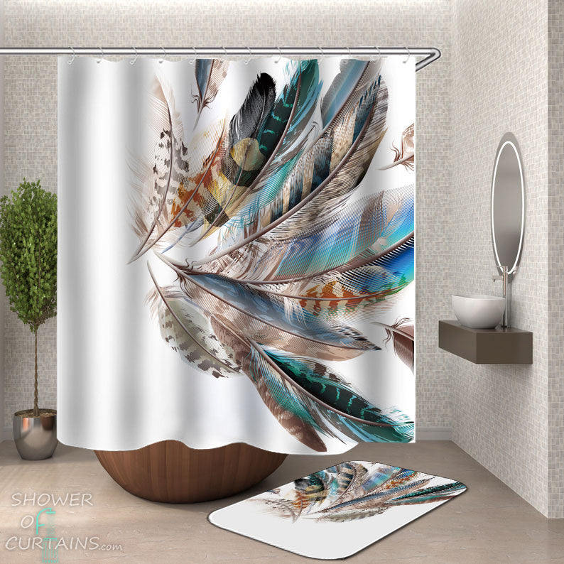 Shower Curtains with Beautiful Feathers