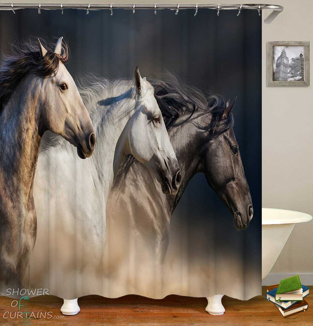 Shower Curtains with Beautiful Horses