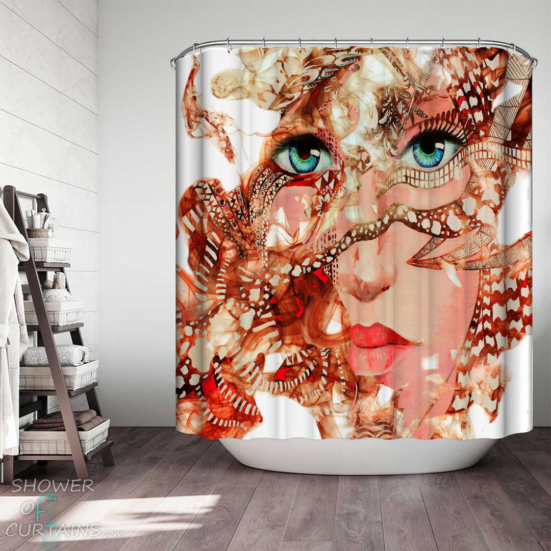 Shower Curtains with Beautiful Woman Artistic Design