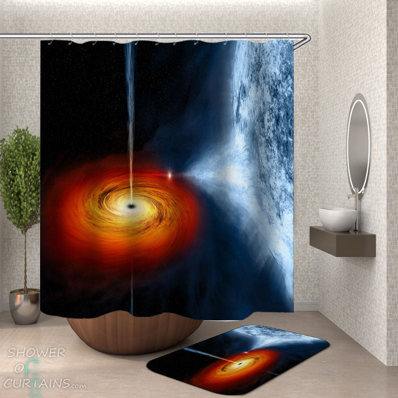 Shower Curtains with Black Hole