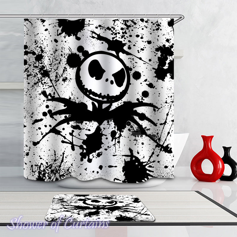 Shower Curtains with Black and White Painted Skull