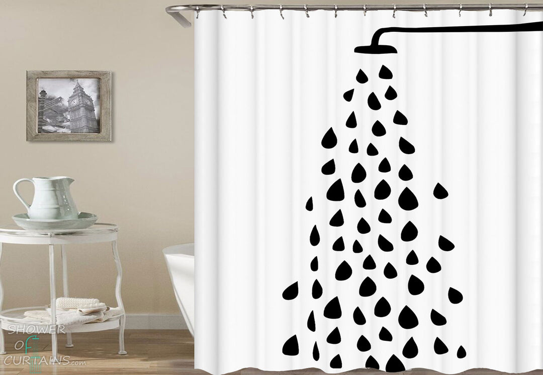Shower Curtains with Black and White Shower Head