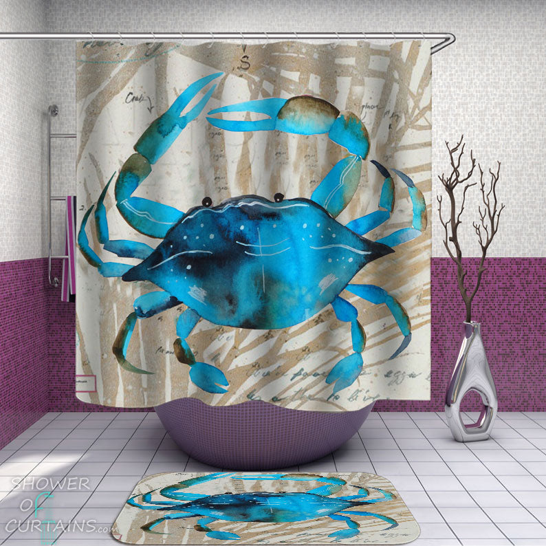 Shower Curtains with Blue Crab