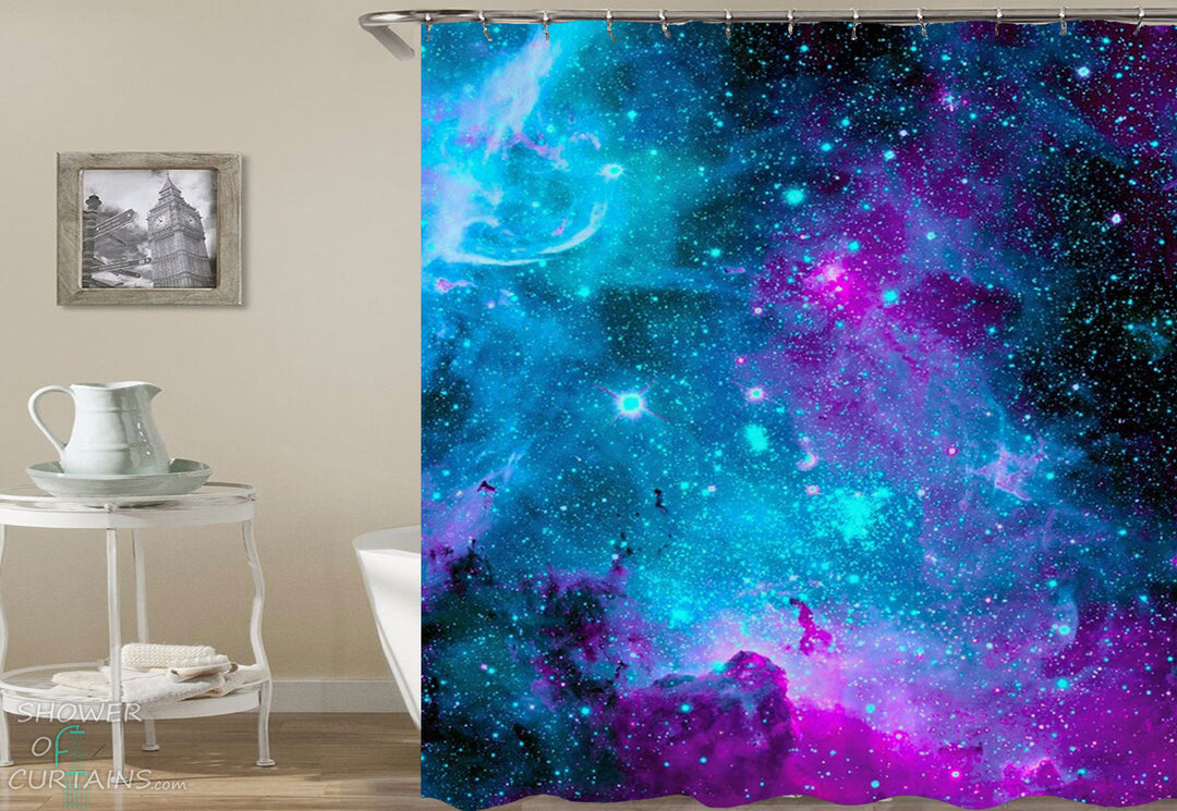 Shower Curtains with Bluish Space