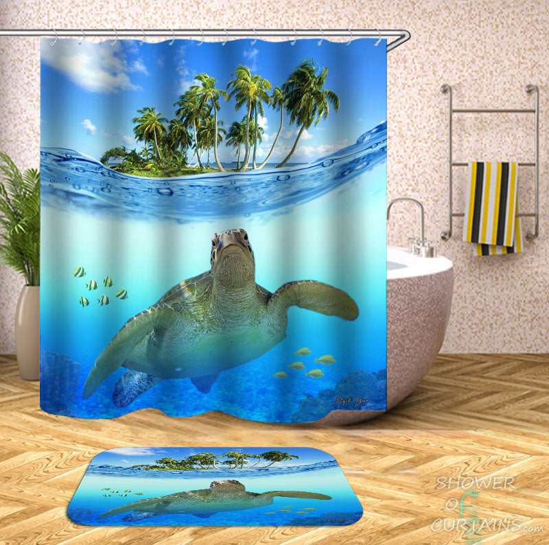 Shower Curtains with Caught on Camera Turtle