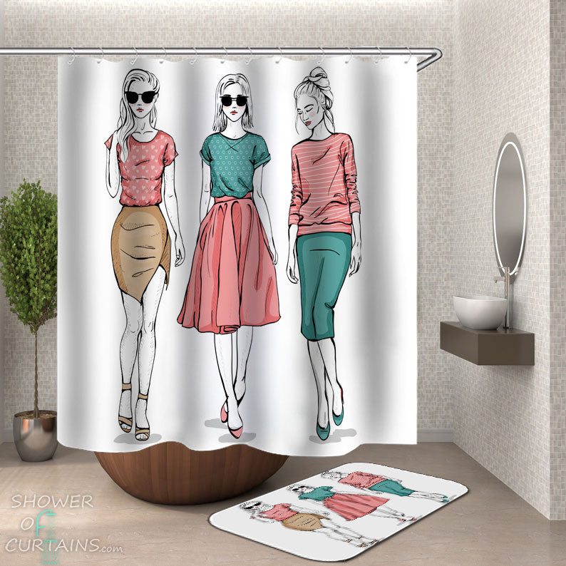 Shower Curtains with Chic Ladies