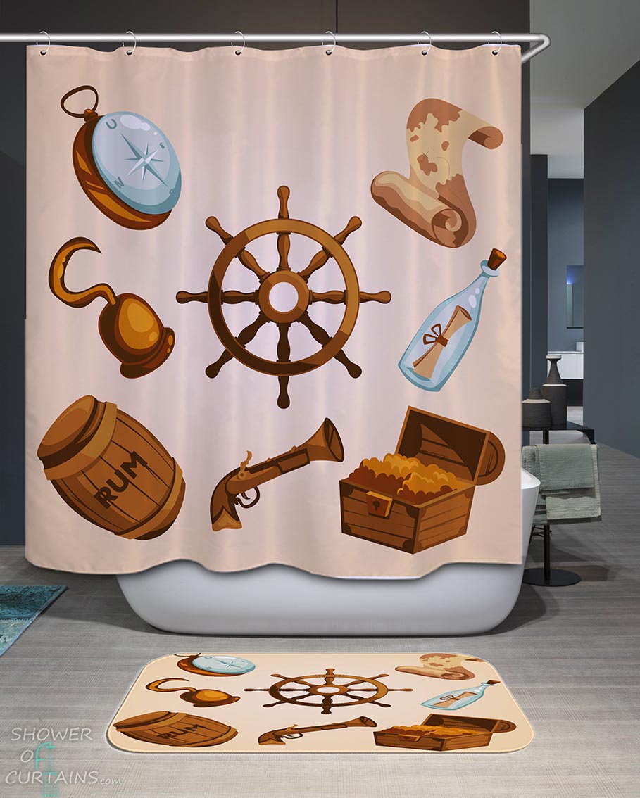 Shower Curtains with Children Pirate Mix